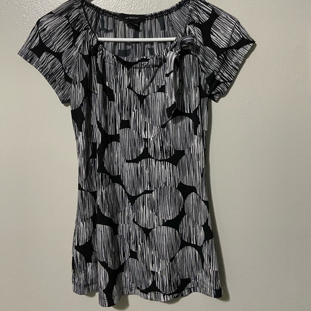 Work blouse black and quite with tied bow